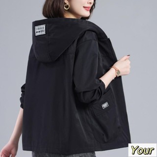 【Your】外套女 休閑寬松連帽短外套女士2023年春秋新款媽媽洋氣減齡時尚韓版夾克
