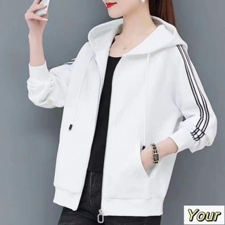 【Your】外套女 春秋薄款連帽衛衣女薄款上衣2023年秋季新款時尚休閑黑色開衫外套