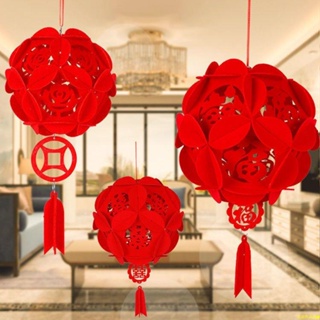 節慶裝飾😄❥ 新年小紅燈籠掛飾樹上福字盆景戶外室內場景布置春節裝吊燈中國風