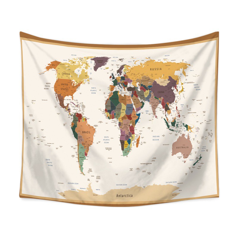 北歐家裝 世界地圖 ins掛布背景布 歐式臥室客廳裝飾 自拍牆壁毯桌布掛毯