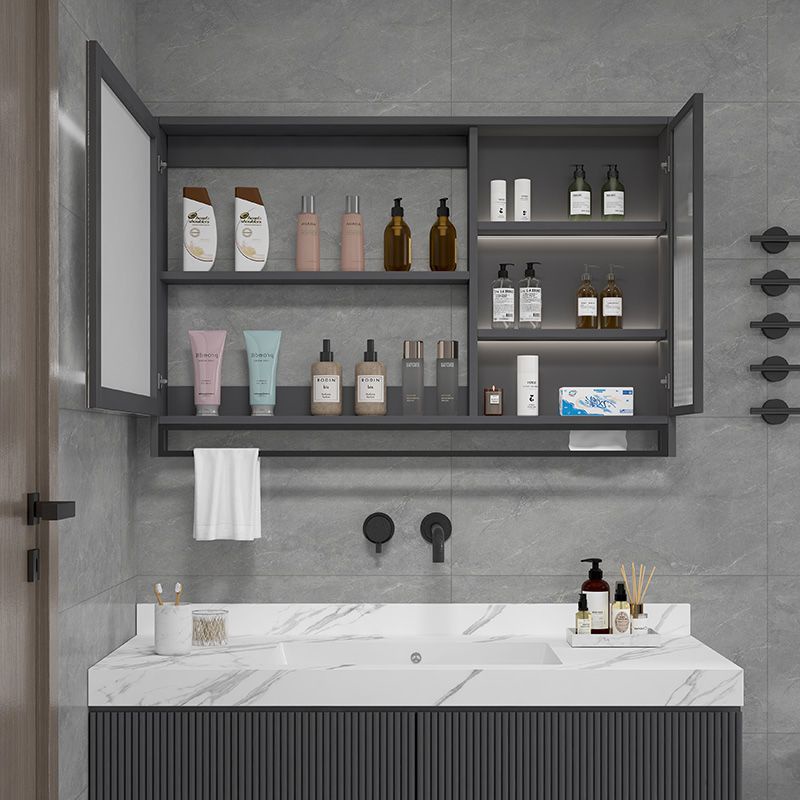 鏡櫃 鏡箱 浴室 浴室鏡櫃智能掛墻式實木浴室櫃單櫃壁掛式單獨一體美妝收納防水