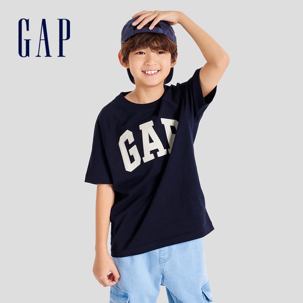 Gap 幼童裝 Logo純棉短袖T恤(3-14歲)-海軍藍(870529)