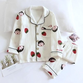 兒童春秋夏薄款睡衣櫻桃小丸子女童可愛丸子睡衣套防蚊家居服套裝4