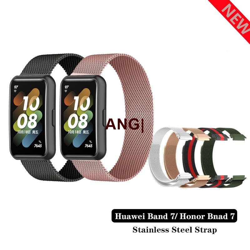 ANG|Huawei Band 7 適用於 華為手環7 磁環不銹鋼錶帶