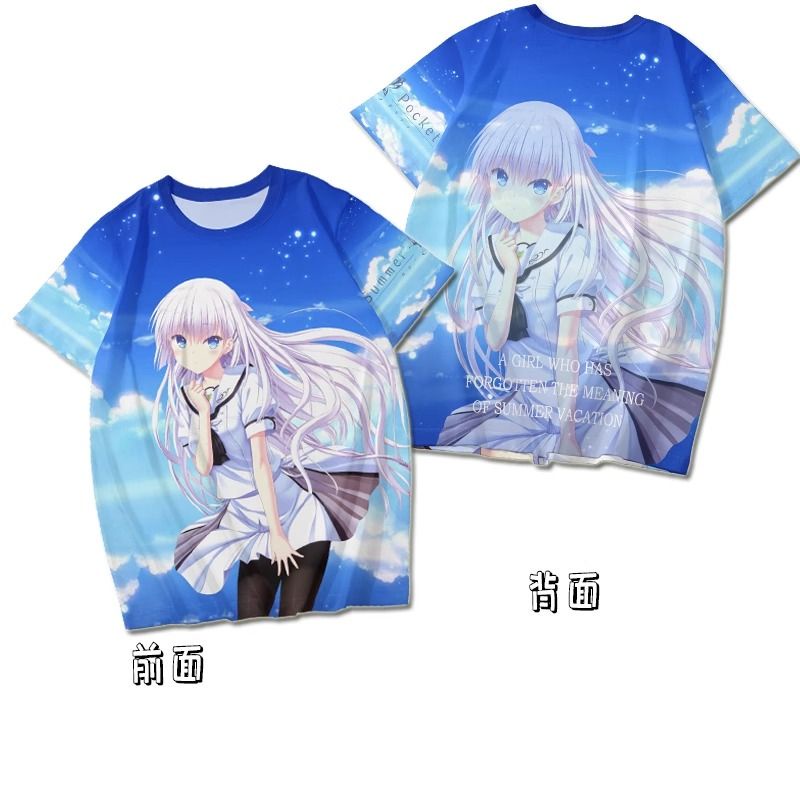 夏日狂想曲Summer Pockets周邊短袖T恤衣服動漫鳴瀨白羽cos痛衣