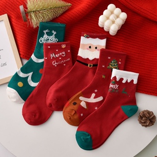 聖誕襪子女中筒襪秋冬季紅色本命年襪子情侶學生聖誕禮物長襪