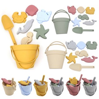 8Pcs Summer Beach Toys for Kids Soft Silicone Sandbox Set fo