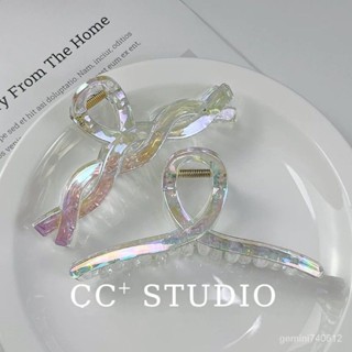 抓夾大髮夾蛙妹🎀 鯊魚夾 韓國ins鐳射 炫彩透明大號髮抓鯊魚夾 後腦勺盤髮氣質人魚姬大抓夾 韓系髮夾鯊魚夾