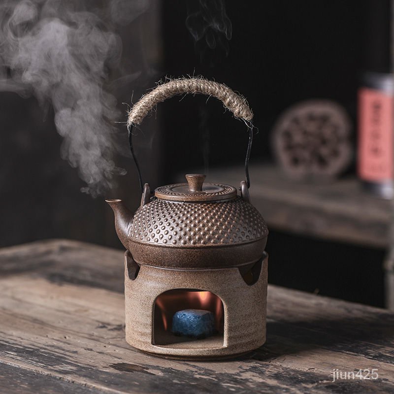 💥蝦皮最低價💥茶壺煮茶壺仿柴燒提樑側把壺複古手提粗陶茶具傢用泡茶壺單壺喝茶