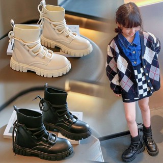 💕洋洋洋鞋店💕兒童短靴 兒童馬丁靴 女童鞋兒童馬丁短靴 春秋新款真軟皮英倫風寶寶公主風時尚襪靴 兒童靴子 女童短靴