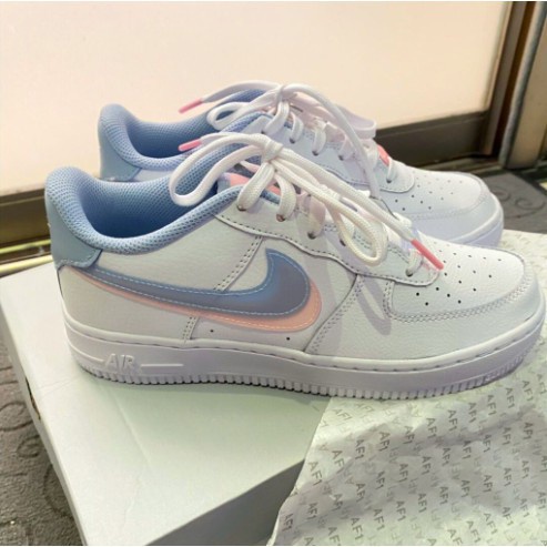 NIKE AIR FORCE 1 GS 藍粉 果凍 雙勾 藍 粉 水藍 透明 CW1574-100正品 現貨