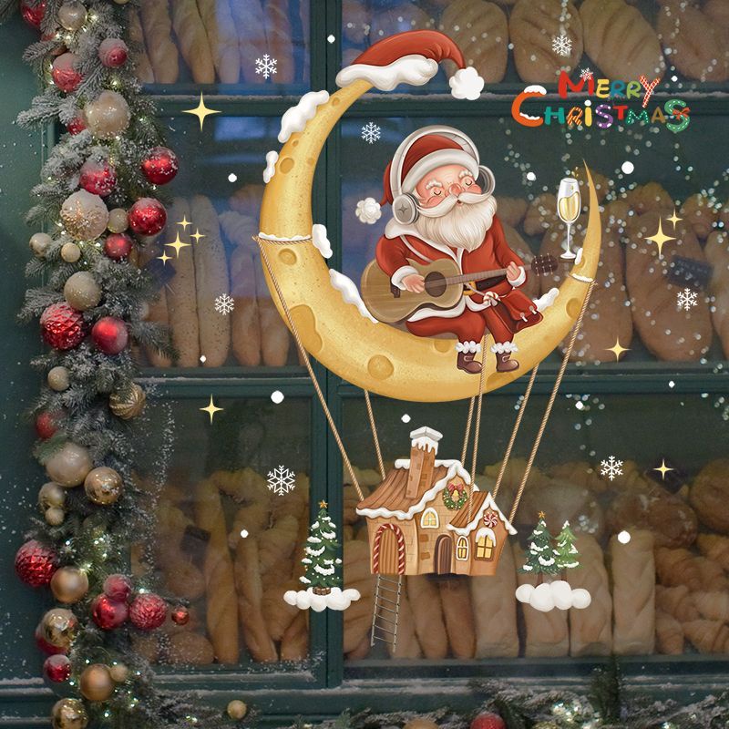 🔥台灣出貨🔥2024新年圣誕節裝飾墻貼紙玻璃靜電窗花卡通店面商場節日布置櫥窗