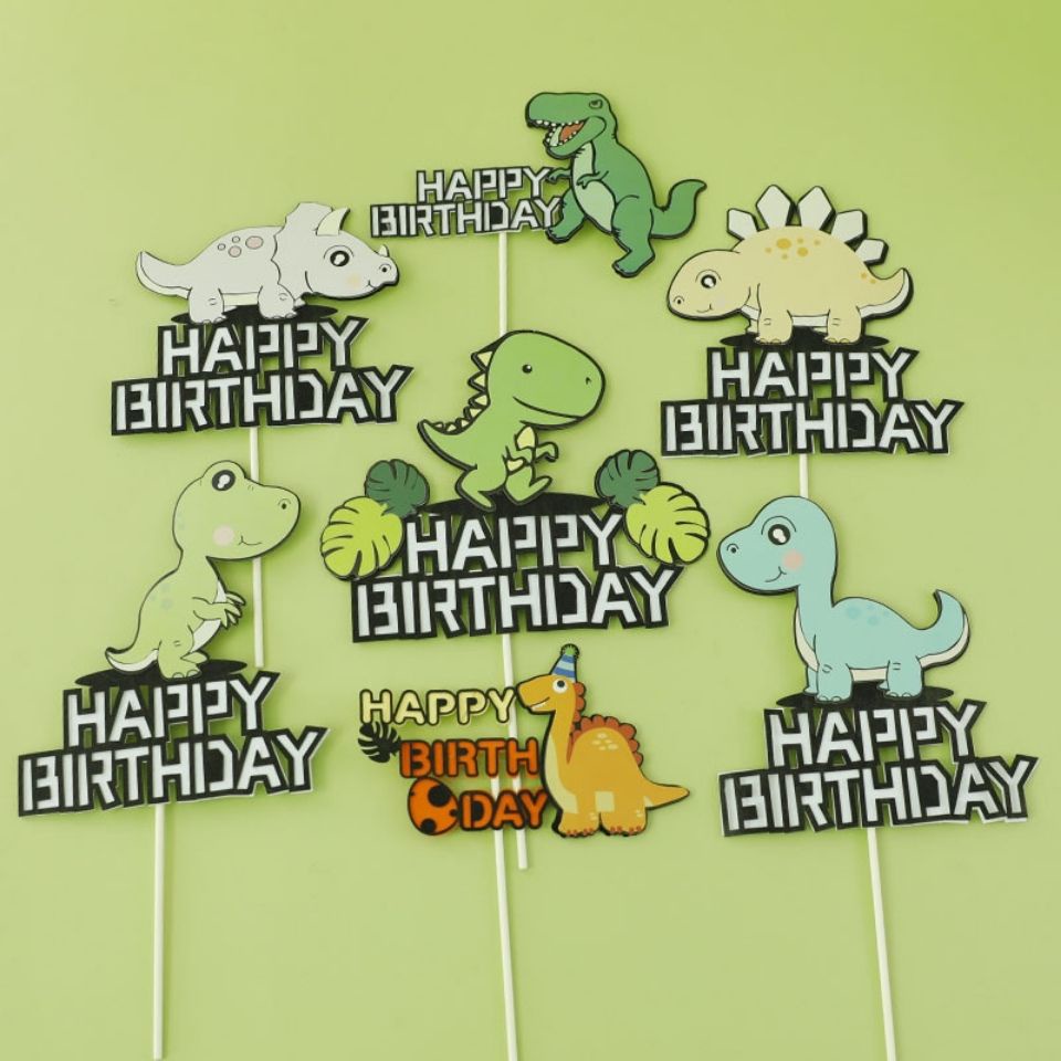 【多樂氣球派對】 烘焙蛋糕 飾 萌系小恐龍裝扮插件 恐龍主題男孩寶寶生日插牌
