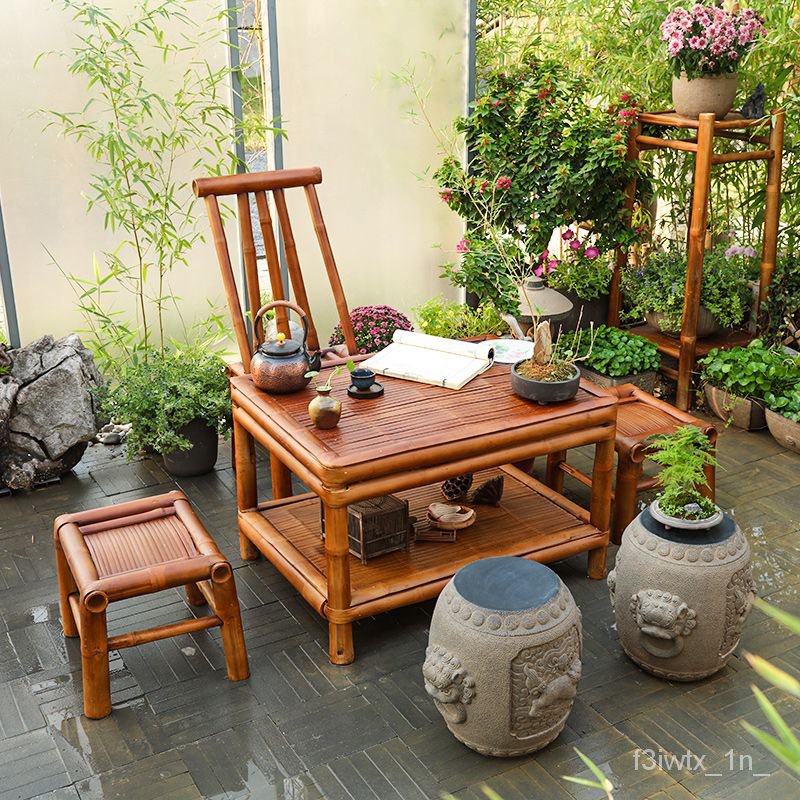 免運😊陋石坊中式庭院花園茶桌戶外椅子露天陽臺小茶幾涼亭休閒桌椅套件