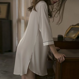 Xuan♥2022年新款法式冰絲睡衣女夏款慵懶風高階感睡裙純欲家居服連衣裙