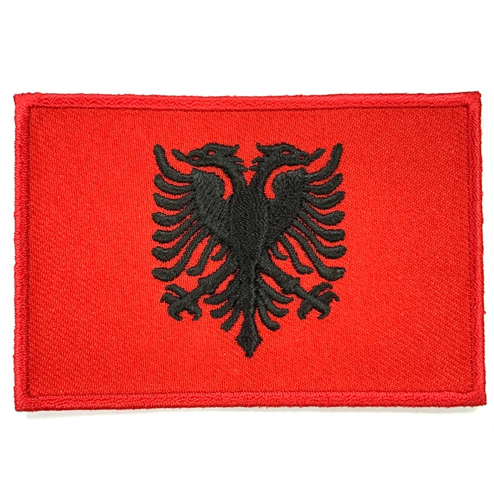 【A-ONE】阿爾巴尼亞 國旗背膠布貼 熨燙燙貼 熱燙貼章 背膠燙貼 刺繡補丁貼 布藝布標貼紙 刺繡布標 電繡袖標