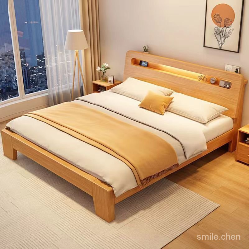 【助眠神器 安心工具】北歐實木床1.5米傢用1.8x2米主臥大床雙人床現代簡約出租房1.2米大床 雙人床 主臥床 實木床