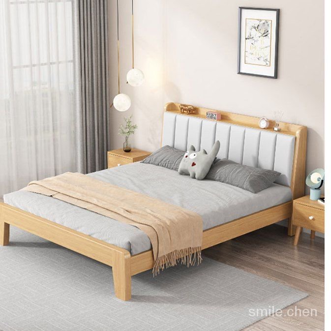 【助眠神器 安心工具】床雙人1.8x2米大床出租房1.2米單人床新款現代簡約臥室穩固軟包床大床 雙人床 主臥床 實木床