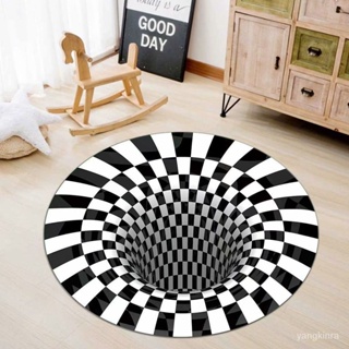 【🔥熱銷】北歐現代簡約ins小清新黑白3D立體格子地毯客廳臥室傢用圓形地墊