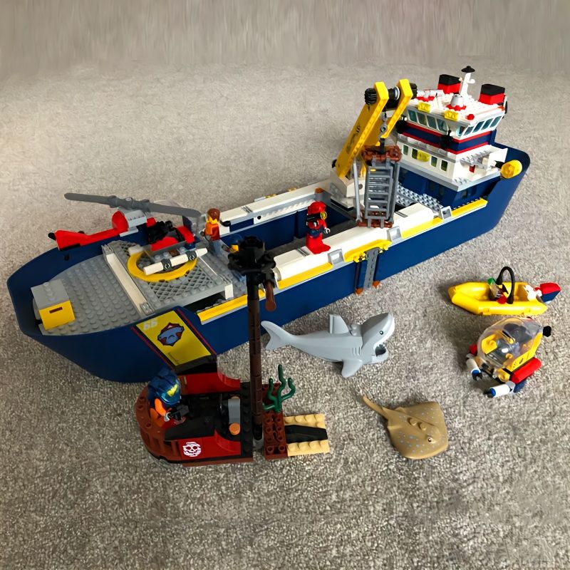 兼容樂高 城市系列 60266海洋探險巨輪船模型基地 拼裝 積木 男孩 玩具