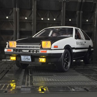 汽車模型 模擬金屬 合金車模 擺件 生日禮物 模型車1:20大號AE86車模型合金 頭文字D藤原豆腐店場景擺件收藏禮物