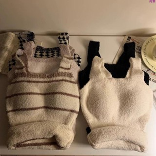 新款💕秋冬內搭毛絨帶胸墊加厚保暖吊帶背心女免穿文胸一體打底緊身上衣 暖絨小羊羔 加絨文胸 保暖文胸 刷毛 小可愛 發熱