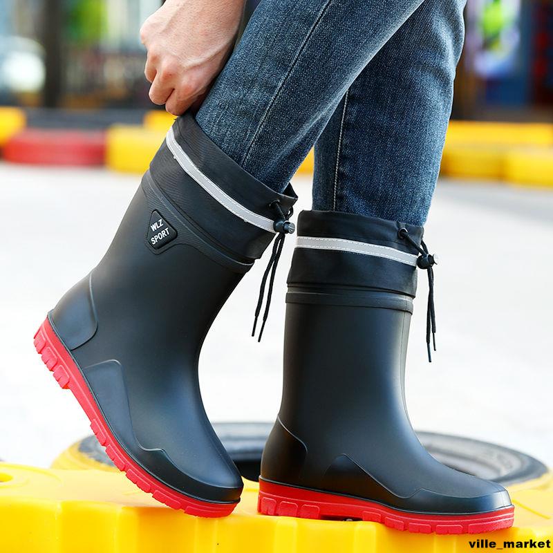 雨靴 雨鞋 加厚防水束口雨鞋男款騎手專用工作外穿防滑雨靴保暖時尚中筒水鞋 雨鞋套