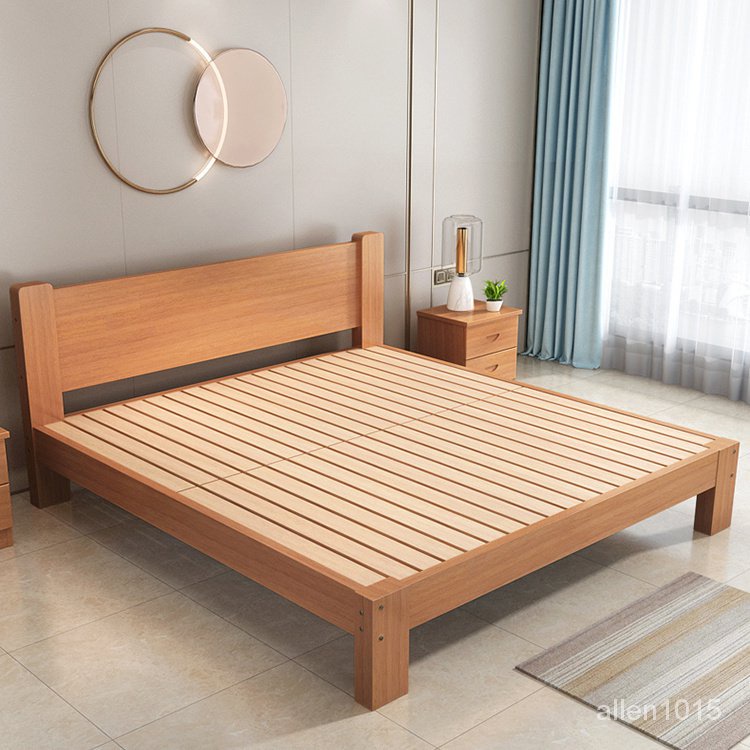 全櫸木實木床現代簡約1.8雙人單人床1.5米傢用北歐榻榻米簡易床架