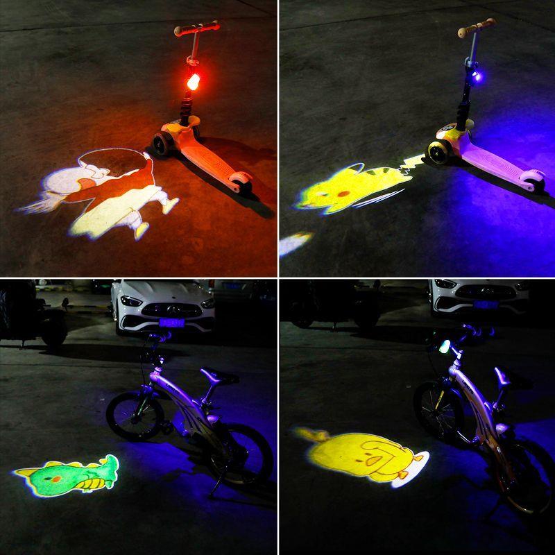機車動態投影燈裝飾燈電動車照地燈會跑的皮卡丘腳踏車燈投影儀