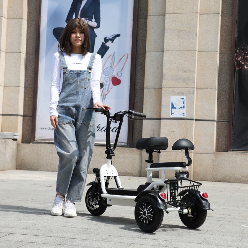 【臺灣專供】新款小型輕便可折迭老年代步電動三輪車雙人三人休閒便攜代步車