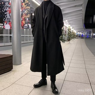 【優選好物】韓版百搭中長款風衣男士春秋款過膝英倫風毛呢大衣寬鬆外套潮