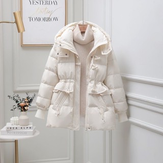 加厚保暖冬天外套🌟新版羽絨服女短版收腰顯瘦時尚小個子白鴨絨牛角扣爆版外套潮韓版 羽絨外套連帽 長款 XQYB