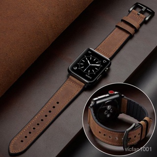 學良3C-新款瘋馬適用於蘋果手錶appleiwatchs8錶帶真皮硅膠貼皮智能錶帶