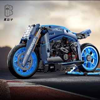 重機模型 摩托車積木 迷你機車 機車模型 兼容樂高賽博朋克蘭博基尼寶馬摩托車模型男孩拼裝積木玩具機車