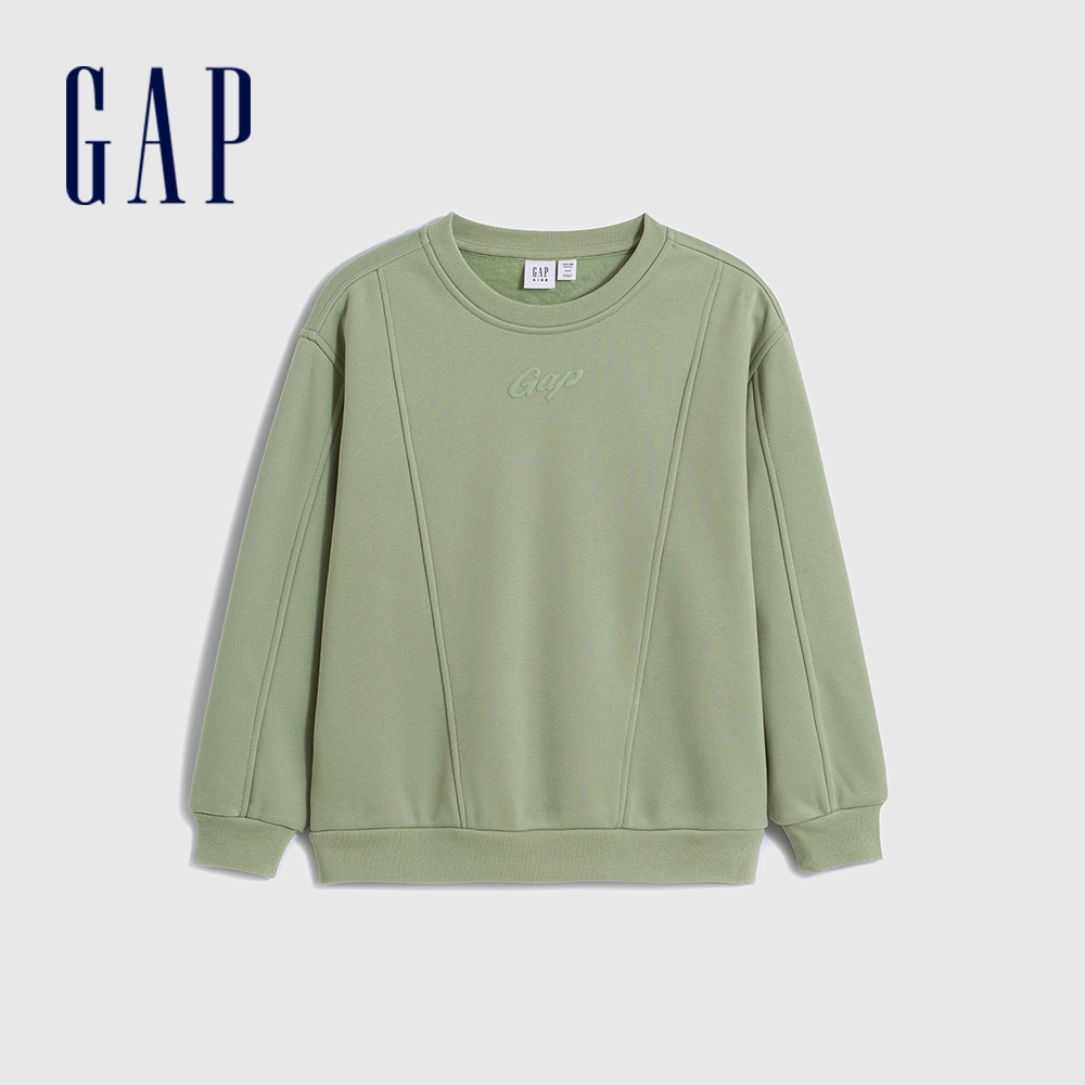 Gap 女童裝 Logo刷毛圓領大學T-淺綠色(837184)