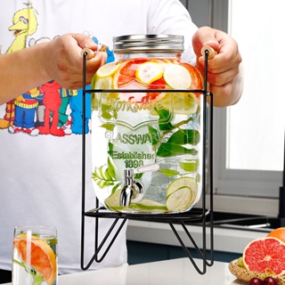 冰箱冷水壺玻璃果汁罐飲料桶可樂桶帶龍頭加厚夏季水果茶壺大容量 【新品5】