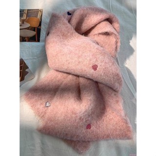 🧶限時免運🧶含羊毛韓版多巴胺粉色愛心圍巾女秋冬季日系清新保暖針織披肩圍脖針織毛線圍脖 百搭 加厚 保暖圍巾