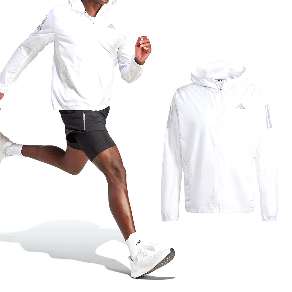 Adidas OTR Jacket 男 白色 運動 慢跑 防風 風衣 連帽 外套 MIL4789