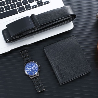 3pcs/set belt Wrist Watch Wallet Gift Set for Boyfriend men