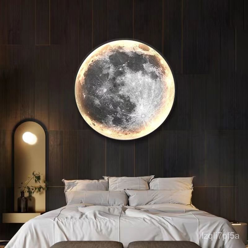 品質保證 🎁月球壁燈 過道走廊玄關地球壁畵燈客廳星球背景圓形裝飾臥室床頭燈