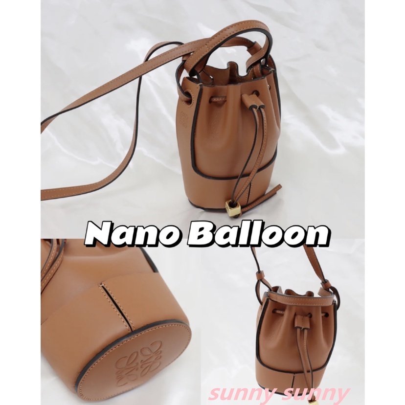 二手LOEWE 羅威mini Nano Balloon納帕 nappa小牛皮 氣球包焦糖色束口 手提單