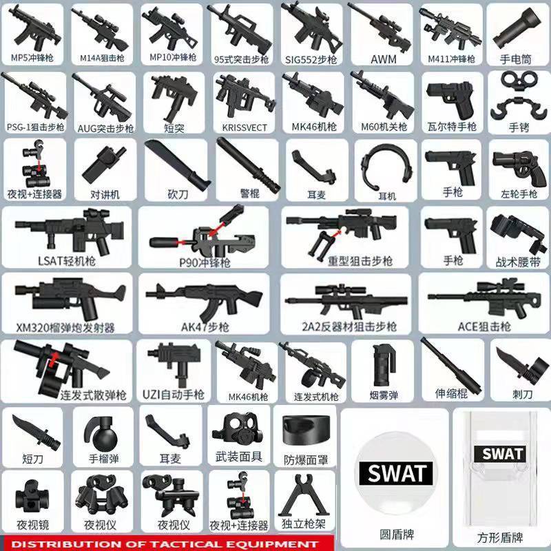 武器包 玩具 積木 兼容樂高槍械警察軍事人仔士兵配件MOC特種兵武器補充包拼裝玩具