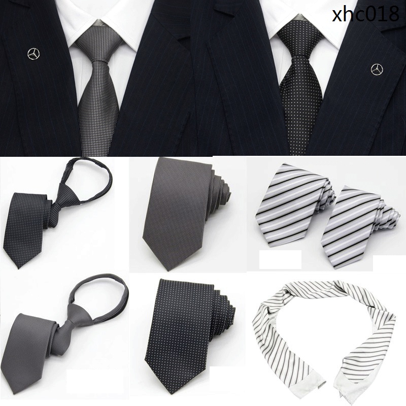 賓士領帶 賓士4S店男士領帶 賓士女士絲巾 拉鍊 黑色領帶1條