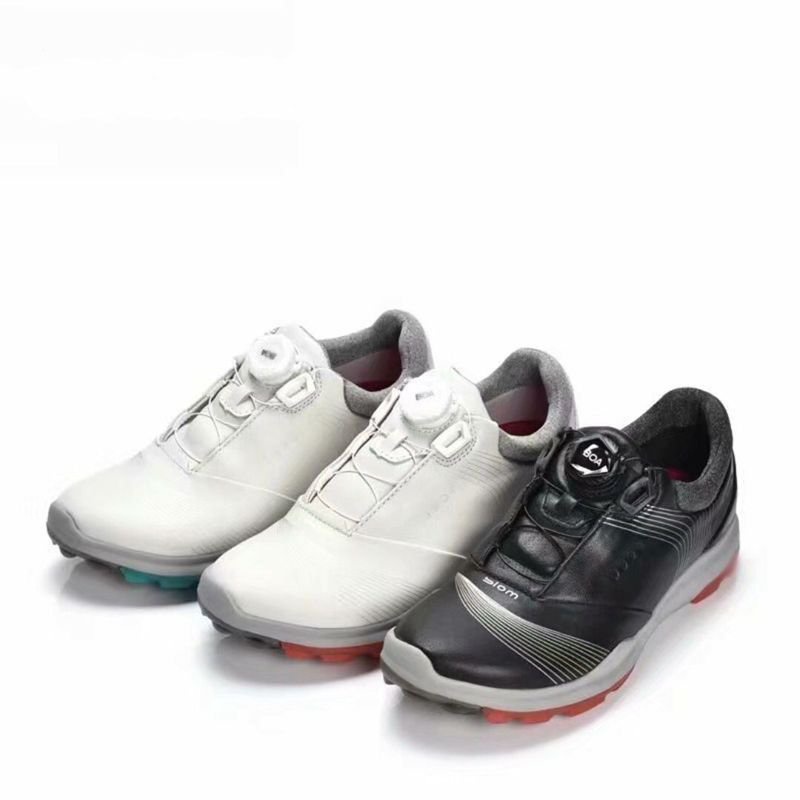 ECCO 清倉女士真皮戶外高爾夫球鞋golf shoes自動鎖扣運動鞋女款鞋子 CLWE