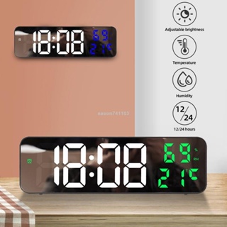Led數字掛鐘帶溫度濕度日期顯示鬧鐘12/小時模式電池供電台鐘