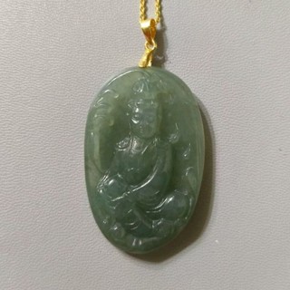 玉貴人…天然冰糯種觀世音滿綠翡翠玉墜項鍊，特價