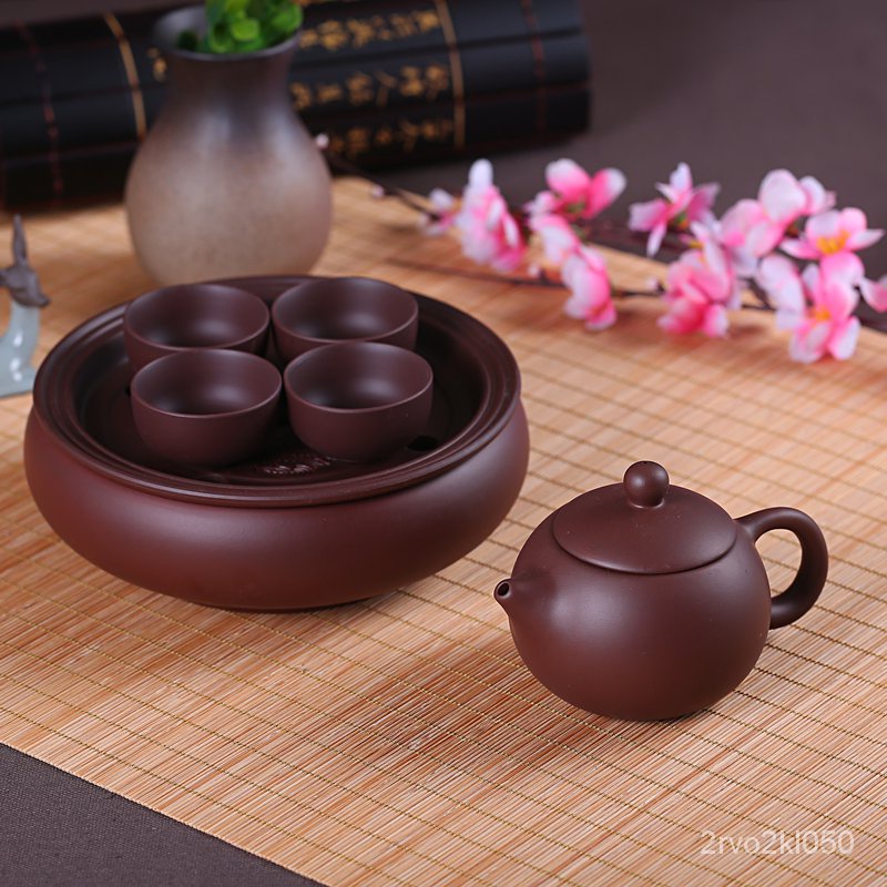 悠然時光-紫砂潮汕功夫茶具小號整套茶盤茶壺茶杯泡茶套裝簡約傢用陶瓷茶具
