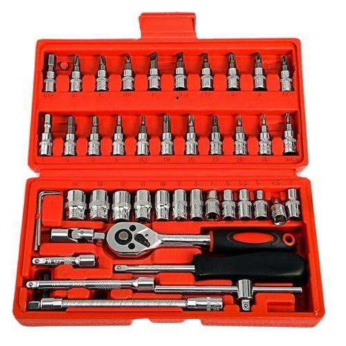 46 Pcs Spanner Socket Set 1/4 Inch Screwdriver Ratchet Wren