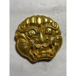 古玩雜項收藏 純銅鍍金獅子頭大皮帶扣120710060