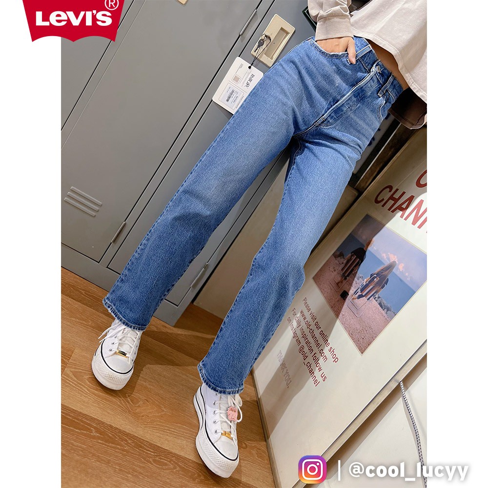 Levis Ribcage復古超高腰排釦直筒牛仔長褲 精工輕藍染刷白彈性布料 及踝款 女 72693-0099 熱賣單品